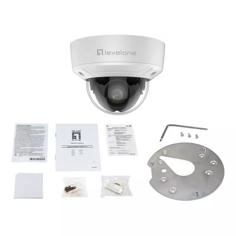 LevelOne FCS-3461 kupolinė IP kamera 2MP 4x priartinimas H.265 PoE vidaus/lauko