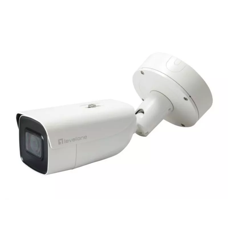LevelOne FCS-5212 6MP lauko bullet IP kamera su motorizuotu varifokaliniu objektyvu, H.265, IR naktinio matymo, PoE, IP66, IK10