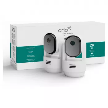 Arlo Essential 3 2K pasukama- pakreipiama- priartinama vidaus saugos kamera (2 vnt., balta)