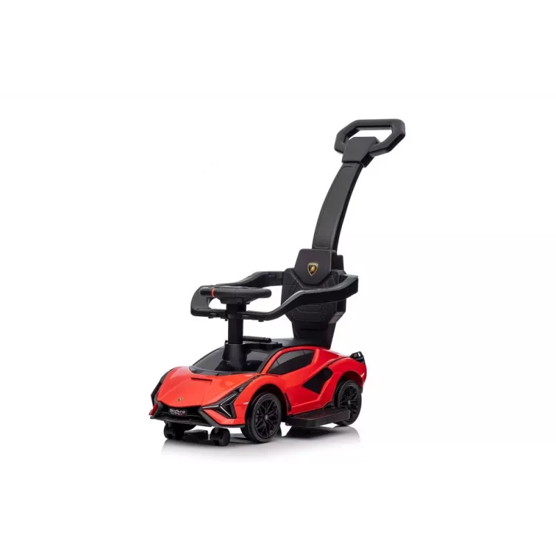 LEAN TOYS Lamborghini QLS-996T važiuojamasis automobilis su stūmimo rankena raudonas