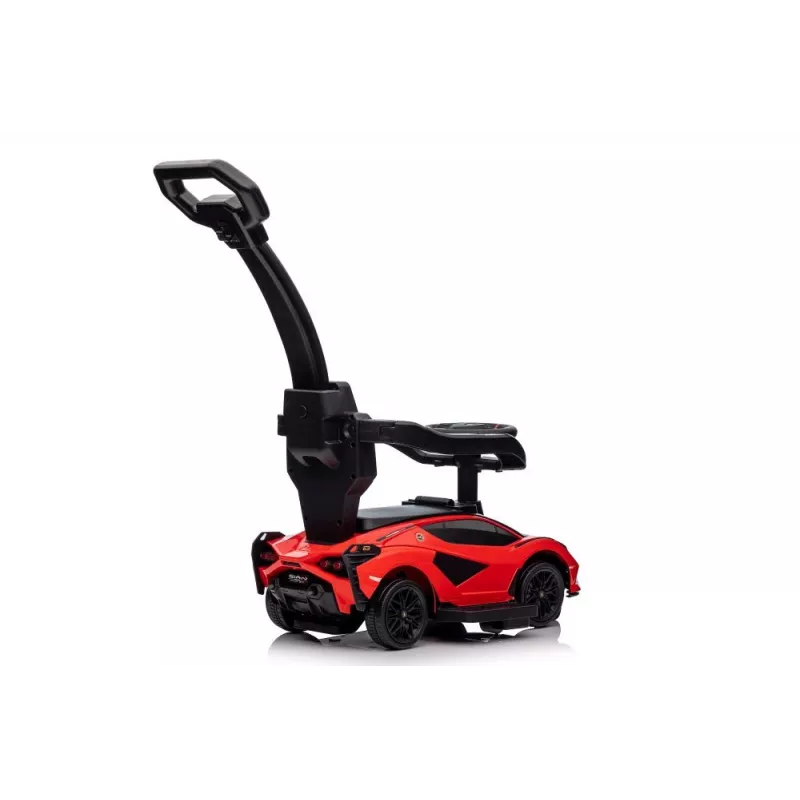 LEAN TOYS Lamborghini QLS-996T važiuojamasis automobilis su stūmimo rankena raudonas