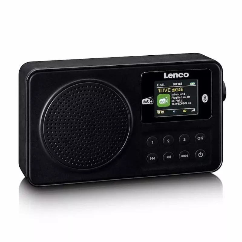 Lenco PDR-033BK nešiojamasis DAB+/FM radijas su Bluetooth ir įkraunama baterija - juodas
