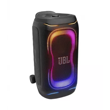 JBL PartyBox 330 nešiojamas vakarėlių garsiakalbis su 240W RMS, 18 val. baterija, IPX4 atsparus vandens purslams, Bluetooth 5.1, dinaminis šviesų šou, ratukai ir teleskopinė rankena, juodas