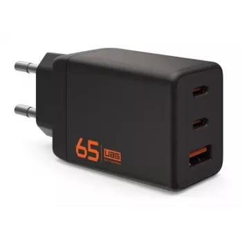 UAG SRGE 65W GaN sieninis įkroviklis - 2x USB-C, 1x USB-A, juodas