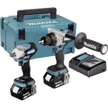 Makita DLX2588GJ 18V LXT bešepetėlinis 2 dalių komplektas su DDF485 gręžtuvu-suktuvu, DTD153 smūginiu suktuvu, 2x 5,0Ah baterijomis, greituoju įkrovikliu ir MAKPAC dėklu