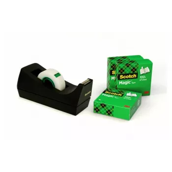 3M Scotch C38 juodas juostos dozatorius su 4 ritinėliais 810 Magic Tape 19mm x 33m C38SM4S