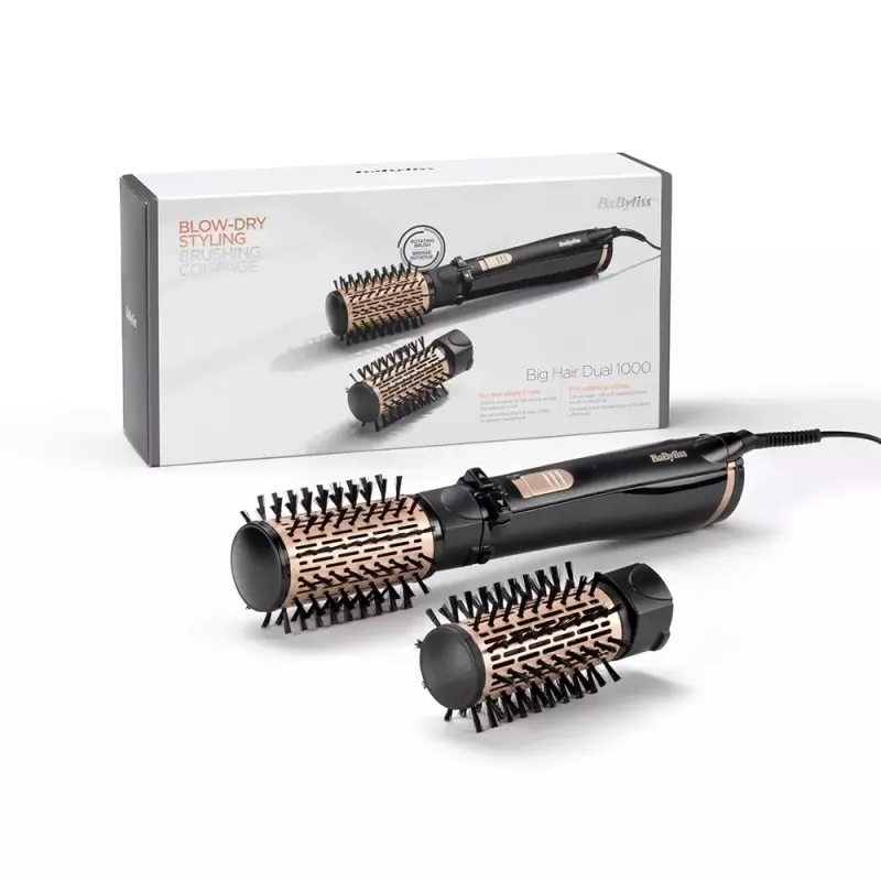 BaByliss Big Hair Dual Rotating Hot Air Styler, 1000 W, juoda/auksinė