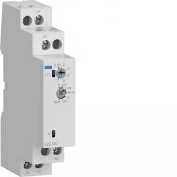 Hager EZD100 daugiafunkcė laiko relė 24-240V AC/DC, 10 funkcijų, 1 CO kontaktas, DIN bėgelis