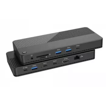 EXERTIS CONNECT KVM perjungiklis su dokavimo stotele, HDMI 4K Ultra HD, LAN, 4 prievadų USB šakotuvas, garso, kortelių skaitytuvas (061110)