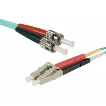 EXERTIS CONNECT LWL komutacinis kabelis Eco, 50/125 µm, OM3 pluoštas, LC Duplex kištukas/ST Duplex kištukas, aqua, 5,0 m UPC UPC šlifas (392734)