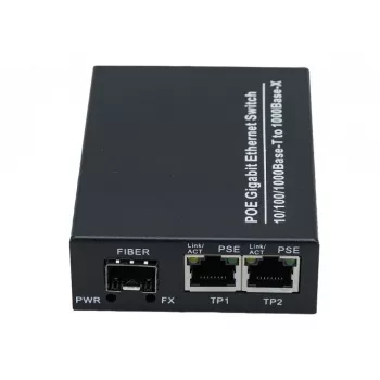 EXERTIS CONNECT medijos konverteris su 30 W PoE+ injektoriumi, 2x 10/100/1000 Mbps RJ45, 1x 100/1000 Mbps SFP lizdas 311793