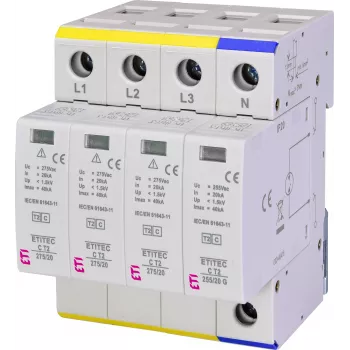ETI ETITEC C T2 275/20 3+1 viršįtampių apsaugos įtaisas, 2 tipas, 275 V AC, 4 polių 002440403