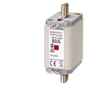 Siemens SENTRON NH saugiklio įdėklas, dydis NH00, gG, 100 A, 500 V AC / 250 V DC, peilių kontaktai 3NA68307
