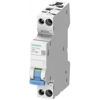 Siemens 5SY1706-2 1 polių 6A C charakteristikos automatinis jungiklis su integruotu pagalbiniu kontaktu
