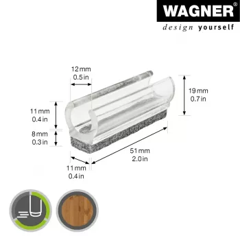 Wagner design yourself EH 0690 užsisegantys baldų slankikliai, plastikiniai, 12 mm apvalioms kojelėms, 4 vnt., balti 15069099