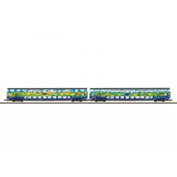 Märklin 87306 Z dviejų aukštų vagonų rinkinys Touristik 1 DB AG - 2 dviejų aukštų tarpiniai vagonai