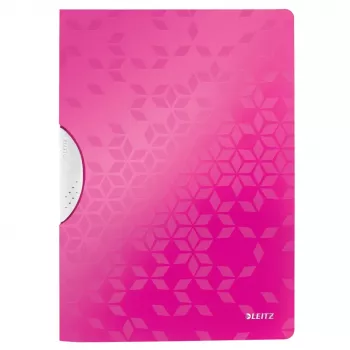 LEITZ WOW ColorClip segtuvas su spaustuku A4 rožinis metalinis su 3D reljefiniu paviršiumi, šviesiai pilkas vidus, 1 vnt. 4185-00-23