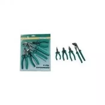 BRÜDER MANNESMANN Profi replių rinkinys, 4 dalių | Kombinuotosios replės 180 mm, Šoninės replės 160 mm, Ilgasnukės replės 160 mm, Vamzdžių replės 250 mm | Chromo vanadžio plienas | Ergonomiškos neslystančios rankenos 10997