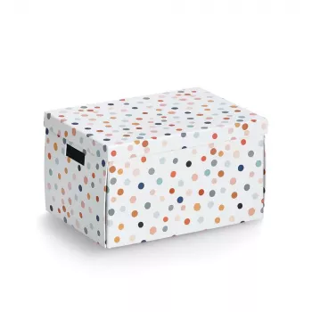 Zeller Dots laikymo dėžė balta su taškeliais 25 x 35 x 20 cm 14475