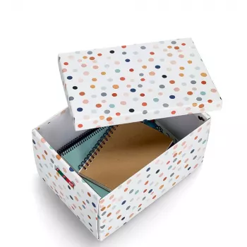 Zeller Dots laikymo dėžė balta su taškeliais 25 x 35 x 20 cm 14475