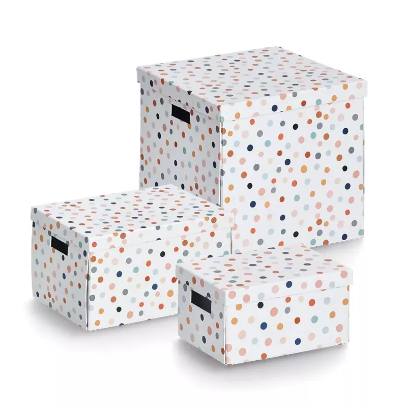 Zeller Dots laikymo dėžė balta su taškeliais 25 x 35 x 20 cm 14475