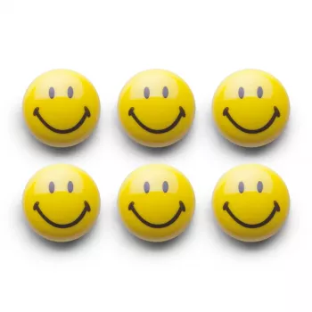 Zeller Smiley magnetų rinkinys, 6 vnt., 3 cm, geltonas 11204