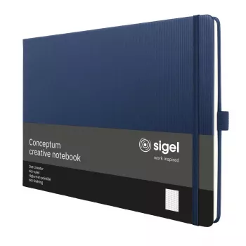 SIGEL Conceptum A4 gulsčio formato taškinio tinklelio užrašų knygelė tamsiai mėlyna kietais viršeliais 132 puslapiai CO206