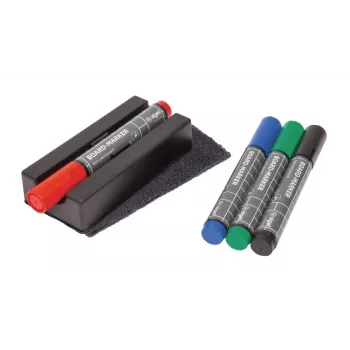 SIGEL BA151 Lentos priedų rinkinys, 4 sausi trynami žymekliai, magnetinė trintukas, magnetinis žymeklių laikiklis, valymo purškalas 50 ml, 10 valymo šluostės, juodas