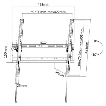 E+P pakreipiamas sieninis laikiklis 32-65 colių ekranams, VESA 50x50-400x400, 35 kg, juodas WHS115 (5625415)