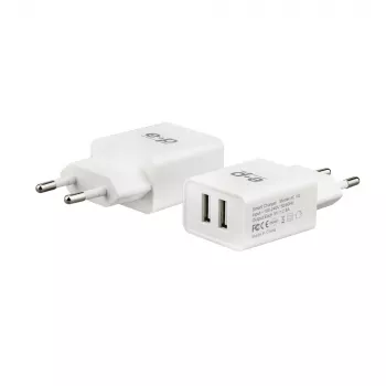 E+P AC102 USB sieninis įkroviklis 2 prievadų 2,4A 12W baltas