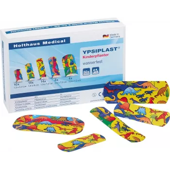 Holthaus Medical YPSIPLAST 40790 spalvotų pleistrų rinkinys, 50 vienetų, hipoalerginis, atsparus vandeniui, be latekso