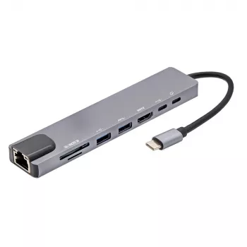 E+P USB-C daugiafunkcis adapteris 8-in-1 MPA8 juodas/sidabrinis