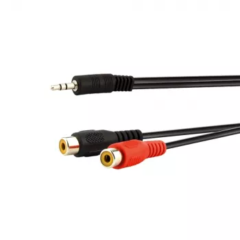 E+P 3,5 mm jack į 2 RCA lizdų audio adapterio kabelis 0,2 m juodas 463450