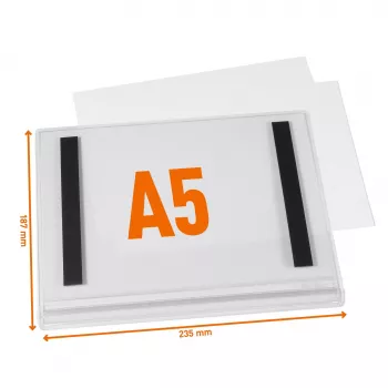 DURABLE vandeniui atsparus A5 magnetinis plakato rėmelis, 5 vnt. pakuotė, juodas 505819