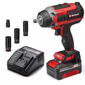 Einhell Professional IMPAXXO 18/450 akumuliatorinis smūginis veržliasukis 450 Nm 18V bešepetėlinis su 4,0 Ah akumuliatoriumi ir įkrovikliu 4510074