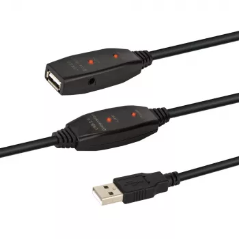 E+P CC508/25 USB 2.0 aktyvusis kartotuvo kabelis, 25 m, USB-A vyriškas į USB-A moterišką, juodas