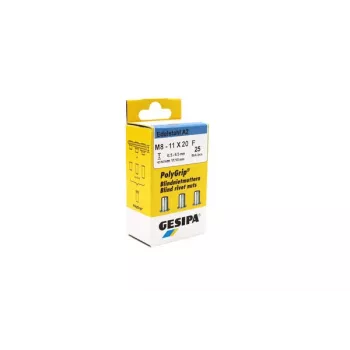 GESIPA PolyGrip® aklina kniedžių veržlė M8, nerūdijantis plienas A2, 11x20mm, 25 vnt. 1464837
