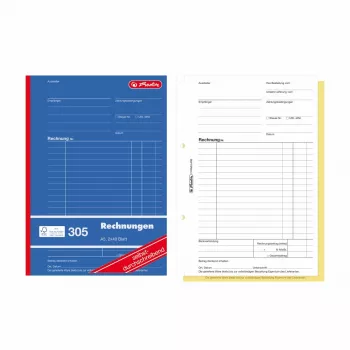 Herlitz sąskaitų faktūrų formų knygelės A5, 2 dalių, be anglies, 4 vnt. paketas 300003799