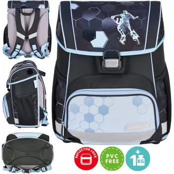 Herlitz Loop mokyklinė kuprinė 6-9 metų vaikams su Cyber Soccer Robot dizainu