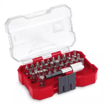 Einhell 32 dalių atsuktuvų antgalių rinkinys su magnetiniu laikikliu, S2 plienas, PH/PZ/Plyšinis/Torx/Šešiakampis, 1/4 inch šešiakampis kotas 118693