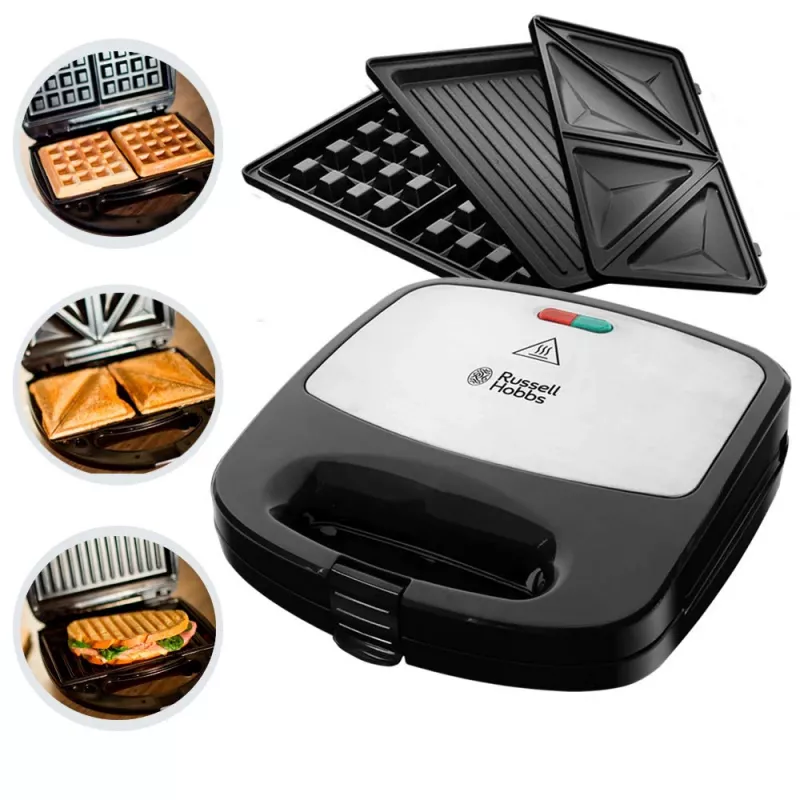 Russell Hobbs Creations 3-in-1 sumuštinių keptuvė, juoda/nerūdijantis plienas