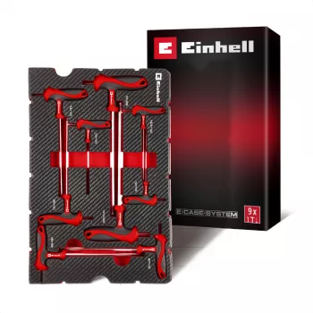 Einhell 370526 9 dalių dėklo įdėklų rinkinys E-Case, raudonas/juodas
