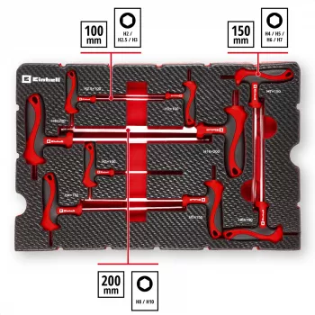 Einhell 370526 9 dalių dėklo įdėklų rinkinys E-Case, raudonas/juodas