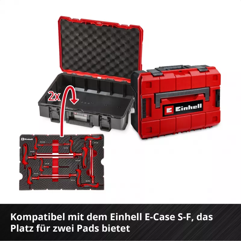 Einhell 370526 9 dalių dėklo įdėklų rinkinys E-Case, raudonas/juodas