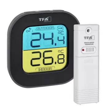 TFA Dostmann skaitmeninis termo-higrometras kvadratinis 1,5V 61x24x61mm juodas 30.3068.01