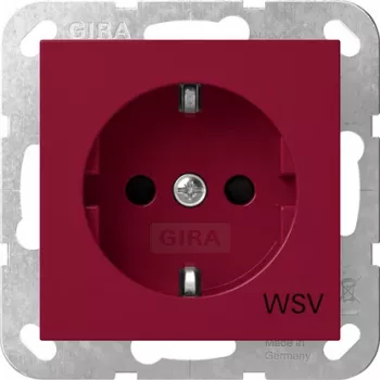 Gira 4453108 Schuko lizdas su padidinta apsauga nuo prisilietimo, raudonas