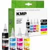 KMP PRINTTECHNIK rašalo papildymo rinkinys, skirtas Brother BTD180BK/C/M/Y - juodas 110ml, žydras/purpurinis/geltonas po 50ml (suderinamas) 1555,0005
