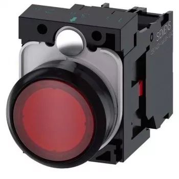 Siemens SIRIUS ACT apšviesta mygtukinė, komplektinė, plastikinė, raudona, 22 mm, 1NO+1NC, 24 V AC/DC LED 3SU1102-0AB20-1CA0