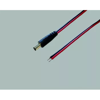 BKL Electronic 075144 Žemos įtampos jungiamasis kabelis, nuolatinės srovės kištukas 5,5 x 2,1 mm į atvirus galus, 0,5 m, juodas