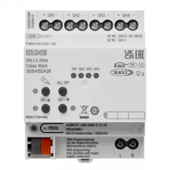 JUNG KNX DALI-2 spalvų aktuatorius 4 kanalų, DIN bėgelis, 4 TE, Secure (300041SDA2R)